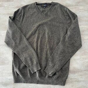 Wallin & Bros V Neck Heather Gray Cotton Cashmere Sweater Mens Large